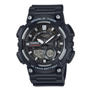 卡西歐（CASIO）男表  學(xué)生運動(dòng)手表 多功能雙顯電子表 防水夜光石英表 夜光指針AEQ-110W-1A