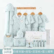 南極艦純棉嬰兒衣服新生兒禮盒套裝春秋夏季剛初生初生寶寶用品大全滿月 保暖藍(lán)色24件 59（適合0-3個月寶寶）