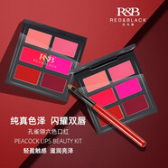 紅與黑（RED&BLACK）  六色口紅盤化妝師專用多色口紅盤調(diào)色彩妝盤啞光學(xué)生舞臺(tái)妝演出 孔雀翎六色唇膏