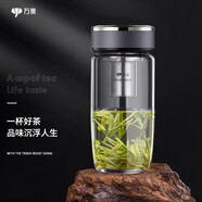萬象單層玻璃杯男女士大容量商務辦公泡茶杯帶蓋茶漏茶水分離杯家用耐熱加厚創(chuàng)意便攜車載水杯子 水泥灰-帶濾網(wǎng) 370毫升