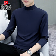 皮爾卡丹（pierre cardin）棉質半高領打底衫男士長袖t恤純色中領秋冬男裝體恤外穿秋衣針織 G-YP192半高領寶藍色 2XL 145-160斤