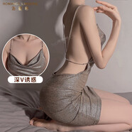 洛蔓希 情趣內(nèi)衣 性感吊帶包臀裙情趣睡裙制服誘惑 深V露背修身開檔夜店裝 情趣睡衣套裝家居服