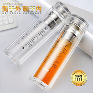 卡西菲玻璃杯水杯子 男女雙層玻璃杯辦公保溫玻璃泡茶杯 茶水分離水晶杯 透明350ML