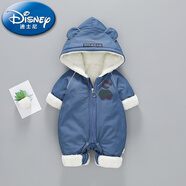 迪士尼（Disney）2025年新生嬰兒冬款衣服加絨夾棉寶寶連體衣外出加厚棉衣爬服冬季 BB-反光小熊  藍色 冬裝 90cm 90碼(19-24斤左右)