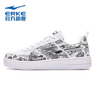 鴻星爾克（ERKE）清明上河園男女鞋板鞋春秋季新款青年共創(chuàng  )休閑鞋子男女鞋運動(dòng)鞋 男女同款-正白/正黑（偏大半碼） 35