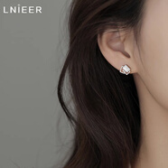 LnieerS925銀幾何耳釘女養耳洞耳釘2025新款銀耳環(huán)輕奢小眾高級感耳飾品 幾何方塊耳釘【925銀】
