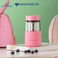 萬(wàn)象單層玻璃杯女清新花茶杯小巧便攜時(shí)尚網(wǎng)紅高顏值隔熱帶過(guò)濾泡茶杯 U164桃粉色- 320ml