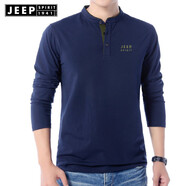 吉普（JEEP）長(zhǎng)袖t恤男春秋季新款寬松運(yùn)動(dòng)休閑大碼衛(wèi)衣純色大碼棉質(zhì)上衣男 5001寶藍(lán)色 XL(建議151-165斤)