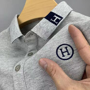 品牌新款夏季男士短袖T恤衫中青年刺繡翻領(lǐng)大碼p·olo領(lǐng) H01灰色 3XL 56碼190斤內(nèi)