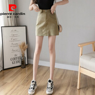 皮爾卡丹（pierre cardin）小個(gè)子氣質(zhì)牛仔半身裙子女士夏季包臀短裙2025年新款a字半裙時(shí)尚 卡其色 S