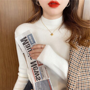 多菲尼森（dophnison）半高領(lǐng)打底衫女內(nèi)搭秋冬洋氣毛衣2024新款毛絨針織衫上衣百搭基礎(chǔ) 黑色 均碼（100-125） 半高領(lǐng)打底衫