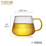 左茗右器加厚玻璃杯茶杯家用早餐杯大容量喝水杯子簡約辦公室咖啡杯馬克杯 豎紋杯 450ml