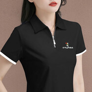 2024夏季新款翻領polo衫短袖T恤修身洋氣氣質顯瘦女士上衣 169黑色 3XL