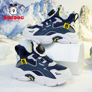 巴布豆（BOBDOG）男童籃球鞋春夏季網(wǎng)面透氣春款旋轉(zhuǎn)扭扣兒童運(yùn)動(dòng)鞋小男孩跑步鞋女 藍(lán)色旋轉(zhuǎn)扣【加絨二棉】XT7997 36 /內(nèi)長(zhǎng)23cm