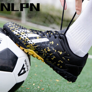 NLPN新款足球鞋男女TF碎釘防滑透氣AG長(cháng)釘梅西學(xué)生比賽訓練鞋 低幫17166碎釘黑金 送足球襪 41
