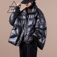 SHIROMA女裝羽絨服女短款寬松冬季新款時尚韓版暗扣斜口袋立領(lǐng)面包服女 黑色 均碼