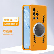 鹿迦 適用魅族18/s/x/pro手機殼散熱殼無邊框Meizu十八超薄防摔磁吸鏡頭全包磨砂手機保護套 魅族18pro/18spro通用【丹霞橙】 散熱殼