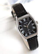 聚利時(shí)邢菲同款復古休閑皮帶小眾酒桶手表女士學(xué)生考試石英情侶表JA-703 全黑女款【原裝針扣】 +原裝禮盒+小鏡子+電池2