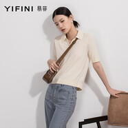 易菲（YIFINI）polo領(lǐng)針織衫短袖女寬松顯瘦常規(guī)上衣夏季新款潮2105M904 杏咖色 0S