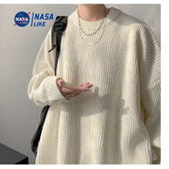 憶克薩秋冬季加厚毛衣男圓領(lǐng)套頭ins港風(fēng)日系復古韓版潮流個(gè)性寬松線(xiàn)衣 白色 XL