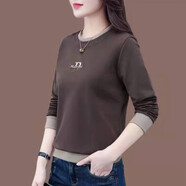 美莎尼衛(wèi)衣女2022新款春秋女士圓領顯瘦套頭上衣時尚裝百搭上衣 咖啡色 XL 建議115-125斤