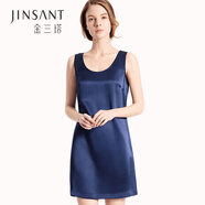 金三塔真絲睡衣女100%桑蠶絲簡(jiǎn)約背心式真絲睡裙絲綢睡衣 藏青4500 M