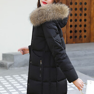 俏婷朵羽絨服女2024中長(zhǎng)款女士外套冬季大毛領(lǐng)白鴨絨時(shí)尚女式冬裝派克服 F1999黑色（貉子毛領(lǐng)） L（115斤-125斤）