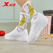 特步板鞋男女秋冬休閑鞋百搭低幫運(yùn)動鞋潮流滑板鞋舒適小白鞋 白色-女子 【新舊版隨機(jī)發(fā)貨】 35