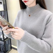 寵琳加厚毛衣女秋冬新款韓版寬松高領(lǐng)套頭百搭針織打底衫休閑上衣女 隕石色 M碼 建議96-105斤