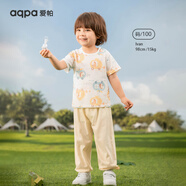aqpa【135g新疆棉】嬰兒內(nèi)衣套裝夏季純棉男女寶寶衣服薄款分體短袖 水果汽車 100