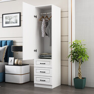 頤豐  衣柜定制小房間簡(jiǎn)易單門(mén)衣柜歐式衣櫥大小立柜收納陽(yáng)臺儲物寢室美容院 A款（1+3抽）50深 白色  單門(mén)