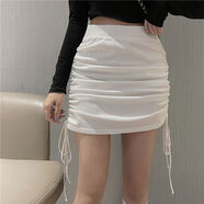 Radinka2024秋冬新款厚款毛線(xiàn)魚(yú)尾裙高腰顯瘦針織裙女荷葉邊小香風(fēng)半身裙 辣妹抽繩白色 均碼