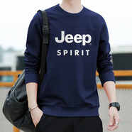 JEEP SPIRIT衛(wèi)衣男春秋新品男士大碼純色長袖圓領(lǐng)T恤運(yùn)動(dòng)休閑時(shí)尚棉質(zhì) 春秋款 深藍(lán) 7601 2XL （建議145-165斤）