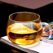 茗愿玻璃花茶杯辦公杯耐高溫防炸裂透明帶把手圓滑玻璃杯350ml 【花茶杯】
