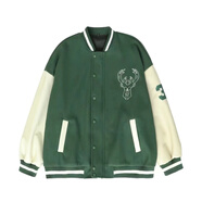 定制雄鹿隊棉服棉衣夾棒球服美式古著復(fù)古字母哥外套出場服秋冬 墨綠色夾克刺繡   M偏大