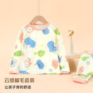 纖絲鳥（TINSINO）兒童秋衣秋褲男女童內(nèi)衣套裝中大童家居睡衣童裝 熊兔游戲