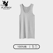 花花公子男士棉背心彈力棉夏季青年透氣吸汗運動(dòng)健身籃球打底衫 B【無(wú)刺繡】花灰 M