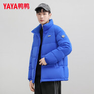 鴨鴨（YAYA）明星同款羽絨服男短款2024冬季新款時尚立領男女同款面包服外套潮 克萊因藍（男女同款） S (165)