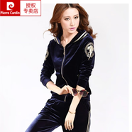 皮爾卡丹（pierre cardin）秋季金絲天鵝絨休閑運動(dòng)套裝女2025新款韓版連帽顯瘦衛衣兩件套潮 寶藍 XXXL