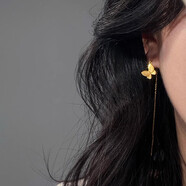 瑞諾黃金蝴蝶耳釘女999足金新款時尚潮流耳飾生日禮物送女友送老婆 黃金蝴蝶耳線/金重1.68g