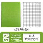 前通（front） front前通A5軟面空白方格本手賬學(xué)生簡(jiǎn)約記事本加厚日記商本DV69T萊尼紋款 DV69T-A501F-方格綠色