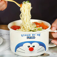 敏程 特厚搪瓷快餐杯搪瓷泡面碗帶蓋學(xué)生宿舍快餐杯老式飯缸干飯碗 14全搪瓷快餐杯【機器貓】