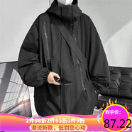 主意范沖鋒衣夾克外套男春秋三合一寬松潮胖大碼防水防風(fēng)多拉鏈情侶外套 JK8008黑色 L