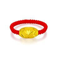 紅色年輪 黃金戒指男女款足金路路通本命年紅繩轉(zhuǎn)運珠戒指送禮指環(huán)尾戒指 生日禮物送女友 紅繩款約0.44g M碼