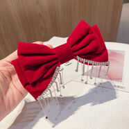 美芙仁韓國水鉆流蘇發(fā)夾女可愛(ài)后腦勺蝴蝶結發(fā)飾紅頭飾橫夾發(fā)卡潮新年禮物 虎年 C紅色流蘇水鉆款發(fā)夾