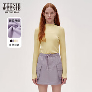 Teenie Weenie小熊女裝簡(jiǎn)約簡(jiǎn)約冬裝吸濕發(fā)熱抓絨半高領(lǐng)打底衫T恤 淺黃色 M (165)