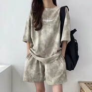 COZOK高端運(yùn)動(dòng)品牌休閑運(yùn)動(dòng)套裝女ins潮高街原宿風(fēng)新款夏季寬松短袖短褲兩件套 卡其色 M推薦（80-100斤）