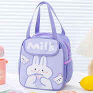 逗點(diǎn)熊手提便當包適合上班族使用飯盒袋設計可愛(ài)風(fēng)格女款學(xué)生帶飯包 兔子和小熊紫色【加厚保溫款】