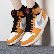 耐克（NIKE）官方男鞋 AIR JORDAN 1 AJ1 3M反光高幫籃球鞋運動鞋板鞋 黑白黃3M反光 44