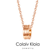 Colaivkloia情侶款項鏈男女士小蠻腰轉運珠玫瑰金色鎖骨鏈吊墜情人節生日禮物 玫瑰金轉運珠項鏈長(cháng)50-55可調節